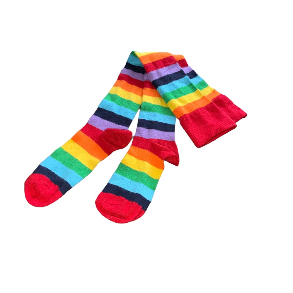 Y2K Unisex Rainbow-Striped Socks Sz OS - Picture 3 of 7
